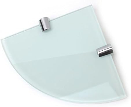 BSM Marketing Black 150mm (6" Approx) 6mm Thickness Toughened Glass Corner Shelves for Bathroom Bedroom Kitchen Office with Chrome Finish Shelf Supports