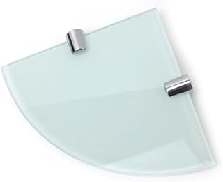 BSM Marketing Black 150mm (6" Approx) 6mm Thickness Toughened Glass Corner Shelves for Bathroom Bedroom Kitchen Office with Chrome Finish Shelf Supports