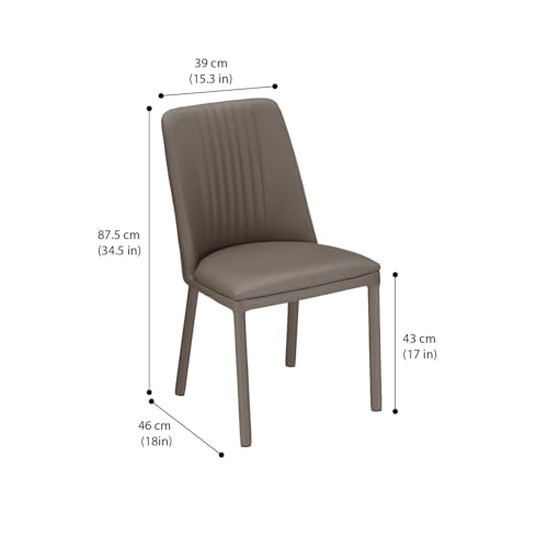 Image of Wakefit Taco Metal Dining Chair I Set of 2 I Leatherette Grey