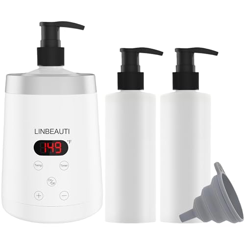 LINBEAUTI Calentador de aceite de masaje, calentador de loción profesional para SPA, calentador de aceite automático, crema de loción de aceite para salón, peluquería, hogar, con dos dispensadores de