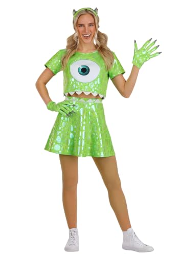 Fun Costumes Womens Pixar Monsters Inc. Mike Wazowski Costume - Shirt Skirt Headband & Gloves