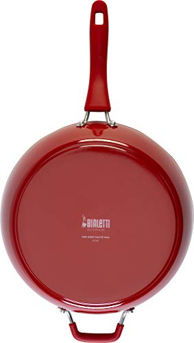 Bialetti Aeternum Nonstick White Ceramic Cookware, 12in Covered, Red & White 7 Gallery Image