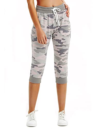 Specialmagic Women's Sweatpants Cropped Jogger French Terry Running Pants Lounge Loose Fit Drawstring Waist With Side Pockets Camouflage L #TOP1