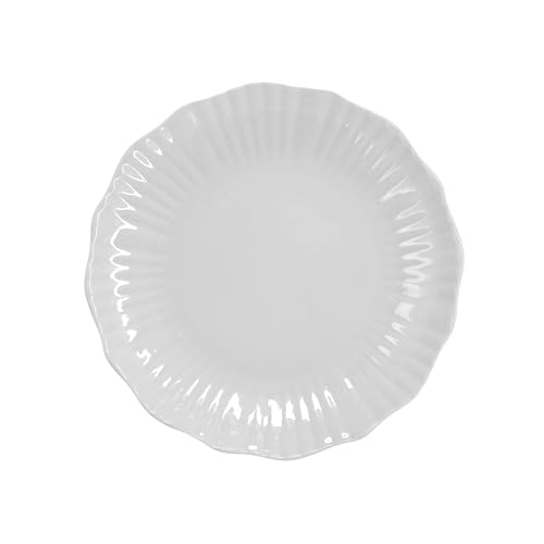 Elama Millie 16 Piece Scalloped Double Bowl Porcelain White Dinnerware Set, Serveware, Tableware, Bowls, Plate Set (Millie) by Elama - Image 4