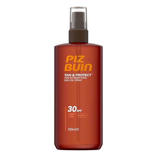 Piz Buin Tan & Protect Protector Solar Acelerador del Bronceado, Aceite en Spray SPF 30, Protección Alta - 150 ml