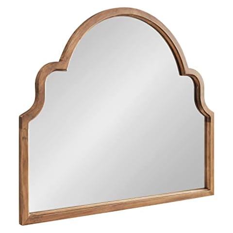 Kate and Laurel Hogan Modern Arched Wall Mirror, 36 x 30, Rustic Brown, Decorative Accent Mirror with Scalloped Crown and Horizontal Orientation for Wall Decor Cover