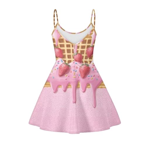 Image of Women's Spaghetti Strap Dress Summer Casual Swing Sundress Girls Beachwear Swing Mini Dress