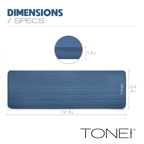 Tone Fitness 1-Inch Thick Yoga Mat | High-Density, Non-slip Exercise Mat with Carrying Strap for Yoga, Pilates, & Home Gym Workouts | Multiple Options - Image 5