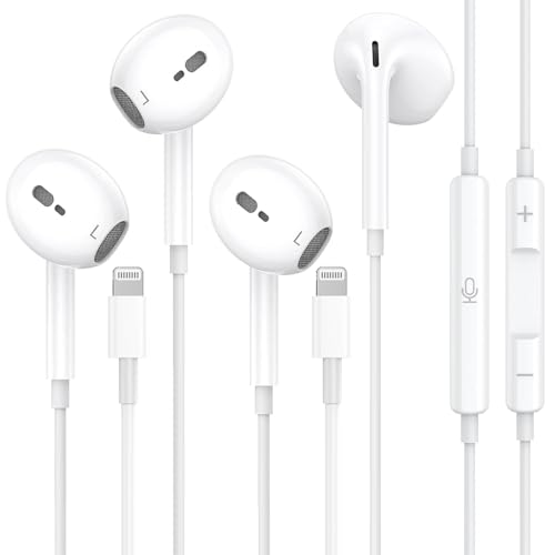 2 Pack Écouteurs Filaires iPhone, Certifié MFi Écouteurs Intra-Auriculaires avec Micro et Contrôle du Volume, Casque Lightning Compatible avec iPhone 14/14...