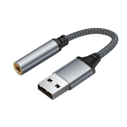 Adaptador USB Jack, Adaptador de Audio USB Jack 3,5 mm - Cable Jack Tarjeta de Sonido Estéreo | Convertidor Estéreo Cable Audio para Cascos, PC, Ordenador Portátil, Computadora de Escritorio