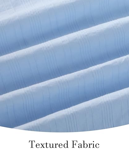 ECOWISH Women Cotton Midi Dress: 2025 Button V Neck Casual Summer Dresses Short Sleeve A-Line Shirt Long Dress with Pockets