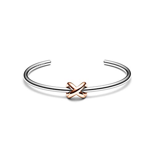 MVMT Women's Knot Cuff Bracelet | Open Closure, Stainless Steel | Silver/Rose Gold
