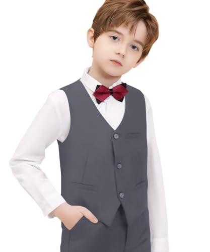 Boys Formal Suit Vest Kids 3 Button Adjustable Back Strap Toddler Vests