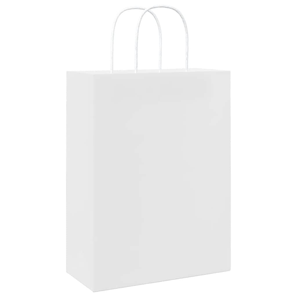 QUAHEAS Bolsas de papel blanco 26 x 12 x 35 cm con asas de cuerda de papel, 50 unidades, bolsas de papel kraft para regalo, fiestas, celebraciones, bodas, Navidad, Pascua