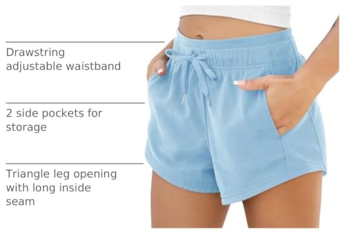 Image of ODODOS Women's Sweat Shorts with Pockets Cotton French Terry Drawstring Summer Workout Casual Lounge Shorts