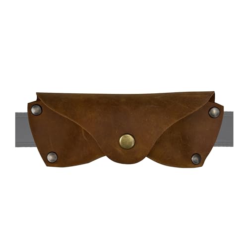 Image of Leather Glasses Case for Men - Vintage Rustic Belt Eyeglass Holder
