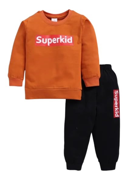 Image of Kids Cotton Superkid Printed Clothing Set- Full Sleeve T-Shirt And Trousers For Infants /Childs /Baby Boys (in Multicolor, Pack of 1)
