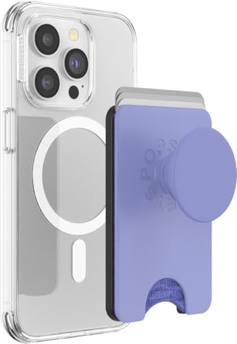 PopSockets Phone Wallet with Expanding Grip and Adapter Ring for MagSafe, Phone Card Holder, Wireless Charging Compatible, Wallet Compatible with MagSafe - Deep Periwinkle