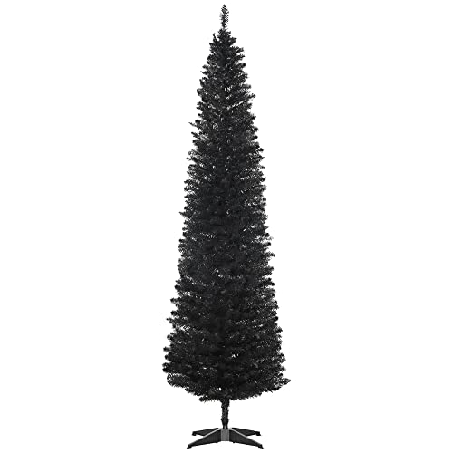 HOMCOM 7' Artificial Pencil Christmas Tree, Slim Xmas Tree with 499 Realistic Branch Tips and...