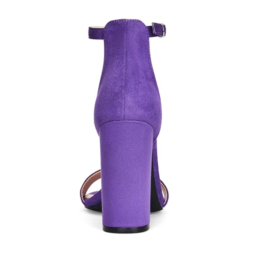 Image of GENSHUO Women's 4-inch Chunky High Heel Sandals with Ankle Strap,Party Wedding Bridal Shoes