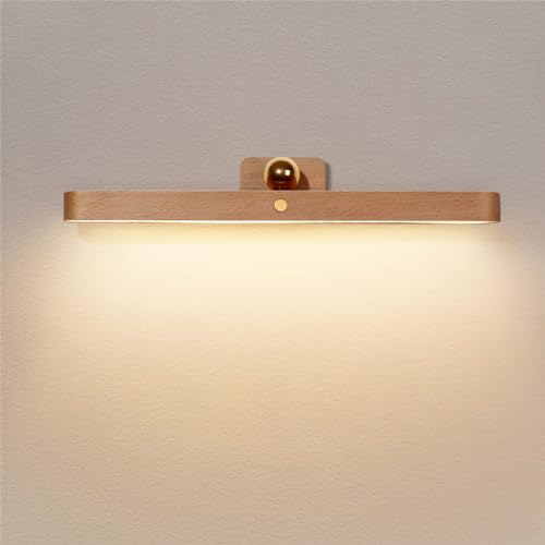 Aplique de Pared Moderno, LED Regulable con Interruptor táctil y batería, de Madera, 4 W, Recargable por USB, para Cocina o Interiores, lámpara de Noche portátil giratoria para dor