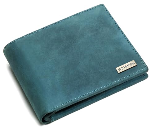 Image of WildHorn Rfid Protected Leather Wallet For Men, Blue Hunter