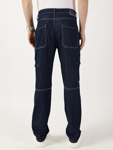 Image of Thomas Scott Mens Mid Rise Relaxed Fit Cotton Cargo Jeans