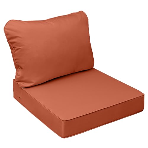 Image of AAAAAcessories Outdoor Seat Cushions for Chairs, Fade-Resistant, Waterproof Patio Furniture Replacement Cushions, 22 inch x 22 inch x 3 inch + 22 inch x 17 inch, Rust