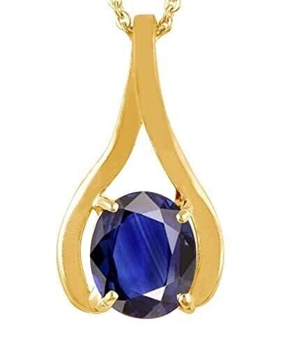 Jabells11.00 Ratti Blue Sapphire Nilam/Neelam Stone Gold Plated Pendant Locket Rashi Ratan Gemstone for Men and Women by Lab Certified