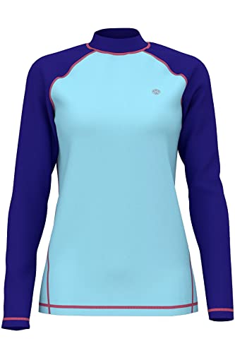 HDTIYUYP Damen Langarm Bademode Rashguards - Frauen UV-Schutz Badeshirt Schnelltrocknende Aktive Wassersport Swim Tee Atmungsaktives Surfen Shirt Strand Wet Top Hellblau L