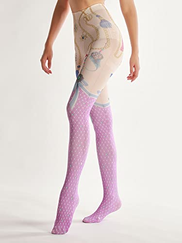 Image of Sahabowi Women Tights, Sheer High Waist Pantyhose, Vintage Control Top Stockings, Siwa opaque print1