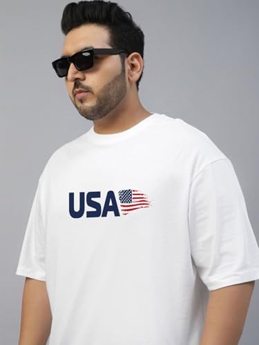Image of Veirdo Men's Cotton Half Sleeve Plus Size Printed T-Shirts with NY & USA Designs, Stylish Comfortable & Durable Tees, Available in 2XL to 5XL Sizes