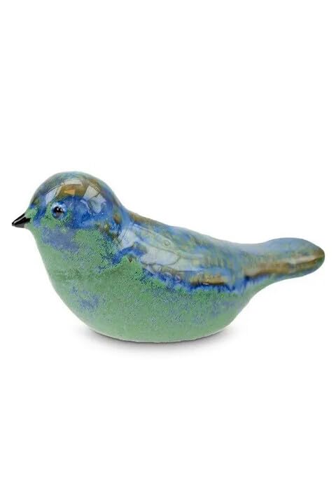 Mini-urne en céramique Oiseau bleu vert pour garder un doux souvenir