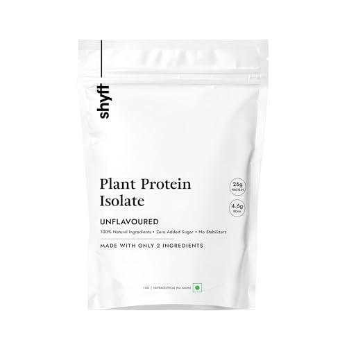 Image of Shyft Plant Protein Isolate | Unflavoured - 1kg | Pea & Rice Protein | 24g Protein, 4.2g BCAA | Easy to Digest | Complete Amino Acid Profile | Just 5 Natural Ingredients | No Chemicals