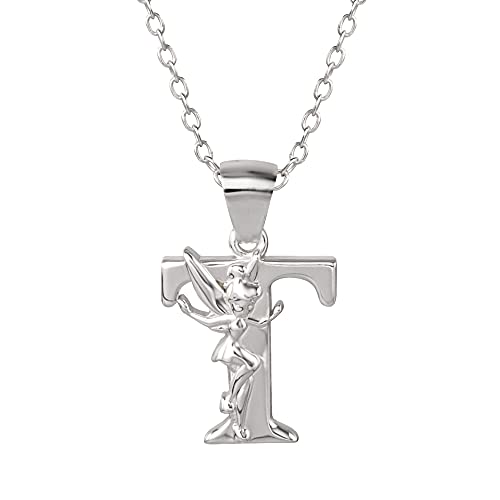 Disney Tinkerbell Initial Silver Pendant Necklace