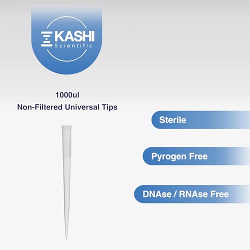Image of Kashi Scientific 1000uL Universal Non-Filter Pipette Tips, 1mL Sterile Low Binding Clear Pipet Tips with Graduation, DNase /RNase Free [1000uL, 500pcs]
