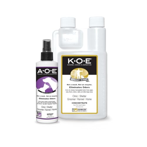 Image of Odorcide K.O.E (Fragrance) & A.O.E Spray Bundle -Pet Odor Eliminator for Strong Odors in Home & Kennel and Between Baths Spray - Apricot Scent