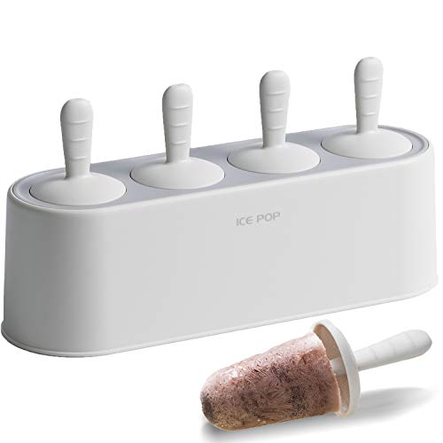 Image of Popsicle Mold Set 4 Pieces Homemade Silicone Popsicle Maker Easy Release Ice Cream Molds Reusable DIY Pop Molds (White, IcyClassic Pops)