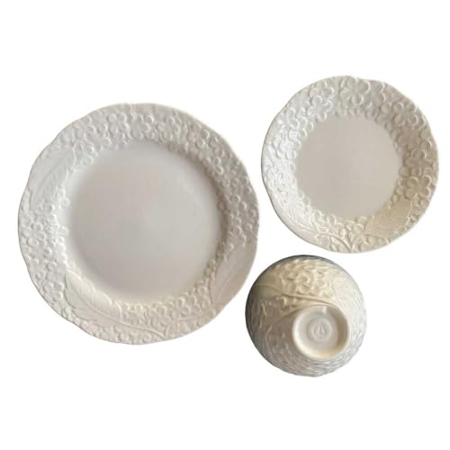 Feliceフェリーチェ [美濃焼]Ortensia-オルテンシア- パールホワイト プレートL・プレートM・ボウルS 3点セット[Felice-フェリーチェ-藤田陶器]