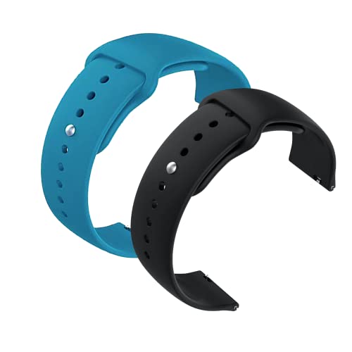 Image of YODI New Accessories Silicone 22MM Strap Belt Band for Smart Watch (Set of 2 Color) Combo Pack (Smart Watch NOT Included) (Mist Blue-Black)
