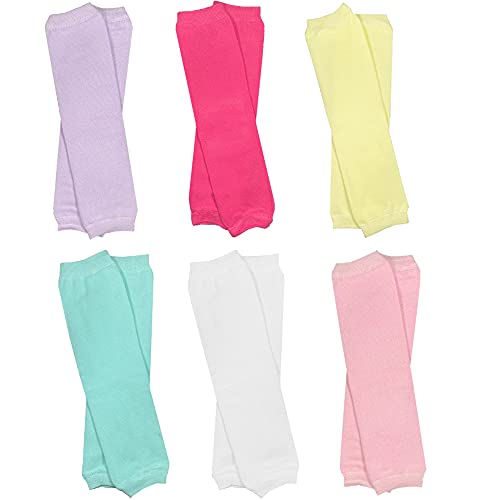 juDanzy 6 Pairs of Solid Baby, Toddler and Child Leg Warmers (Lavender, Hot Pink, Yellow, Aqua, White, Pink, One Size)