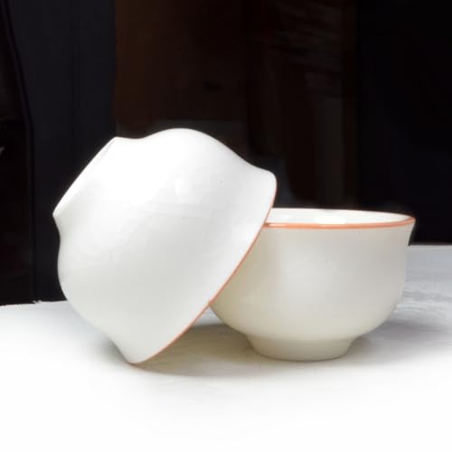 Image of Liang baobao Mini Porcelain Cup Set of 4 Ceramic Small Sample Cup Chinsee Gongfu Tea Ice crack Glaze Cups 2.5oz (White)