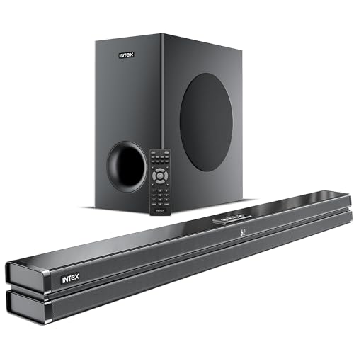 Image of Intex 2.1 Ch 240W Bluetooth Soundbar | 360 Surround Sound & Deep Bass | Remote Control | 6.5 inch Subwoofer, Bluetooth v5 | USB, HDMI, AUX in & Optical Connectivity (Black)
