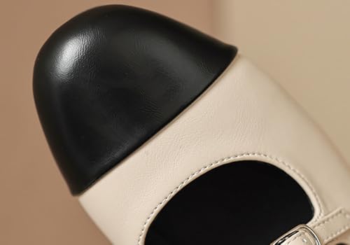 Niction Mary Jane Flat Women's Shoes with PU Leather Round Toe Double Strap Slip on Ballet Flats Dress Shoes for Elegant Wedding Party Daily4