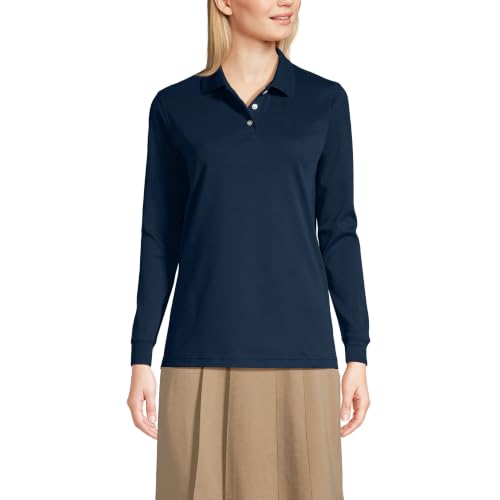 Image of Lands' End School Uniform Kids Long Sleeve Interlock Polo Shirt