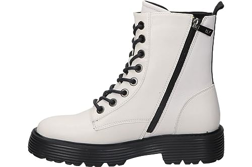 XTI Bottines 43196 Blanc cassé, boots militaires zippées tendance - 3