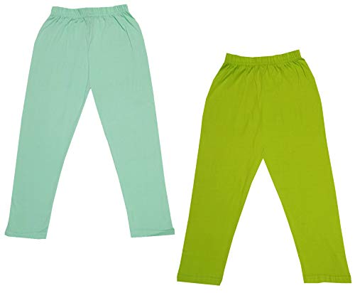 Image of IndiWeaves Girls Super Soft Cotton Solid Capri Pants (Green, Sea Green, 12-14 Years) Pack of 2