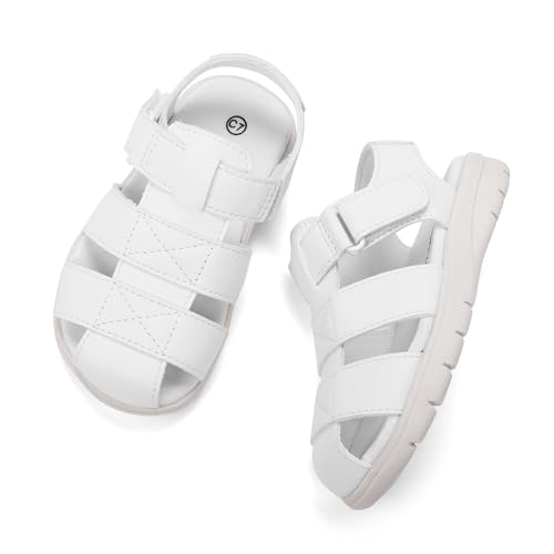 Image of Luffymomo Toddler Kids Closed Toe Fisherman Sandals | Boys Girls Lightweight Shoes,Adjustable Beach Summer Sandal