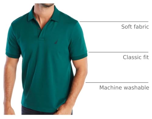 Image of Nautica Men's Classic Fit Short Sleeve Dual Tipped Collar Polo Shirt