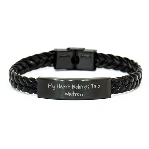DesiDD My Heart Belongs To A Waitress, Braided Leather Bracelet Gifts, Birthday Greetings, Gifts from Friends to Waitress